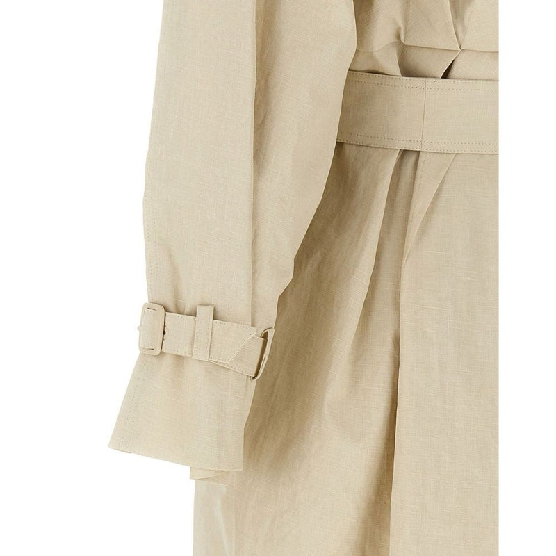 Max Mara Beige Cotton Double-Breasted Coat for Women