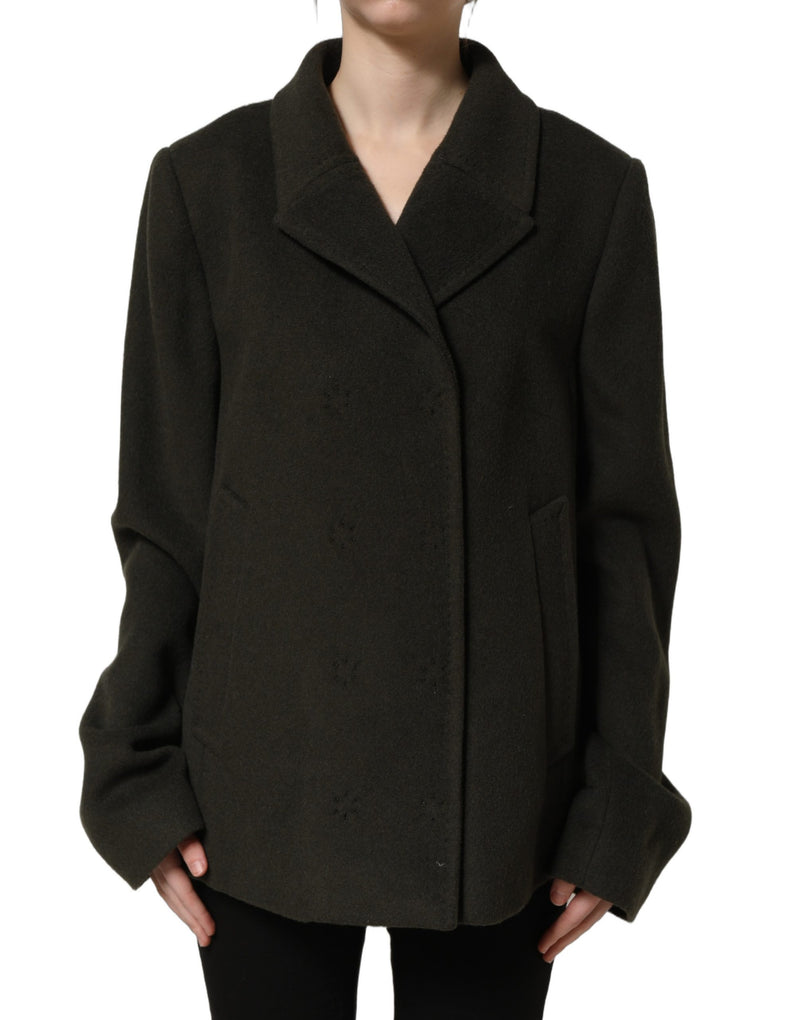 Dolce & Gabbana Dark Green Double Breasted Peacoat Jacket