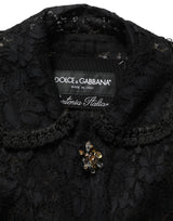 Dolce & Gabbana Black Embellished Guipure Lace Coat Jacket