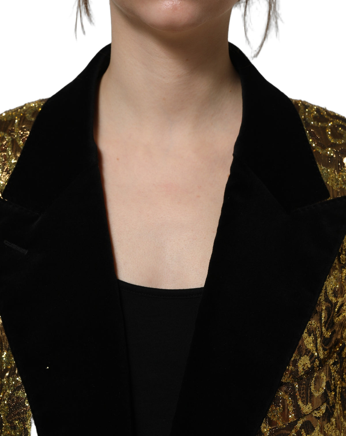 Dolce & Gabbana Gold Floral Jacquard Wool Trench Coat Jacket