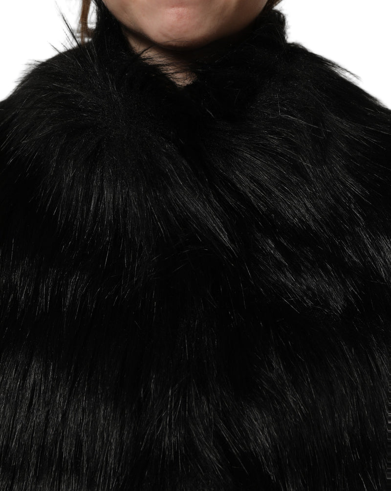 Dolce & Gabbana Black Faux Fur Sleeveless Vest Jacket