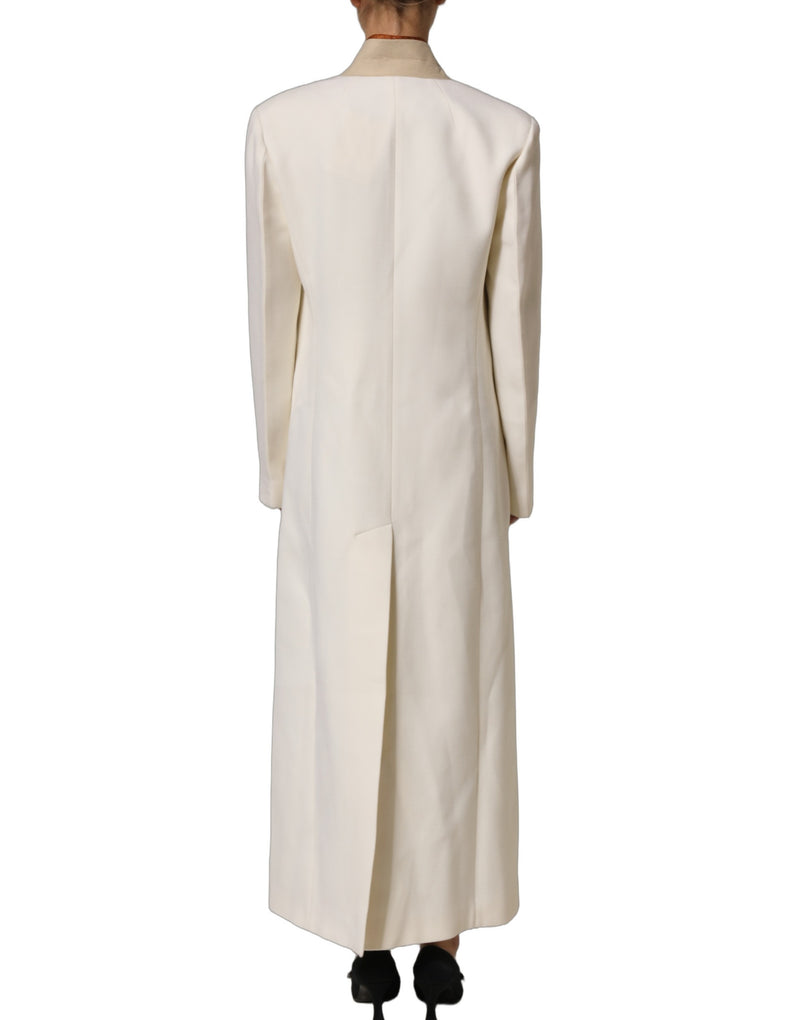 Di Stavnitser Antwerp White Wool Long Trench Coat Jacket