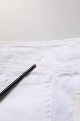 Dolce & Gabbana White Distressed Cotton Denim Mini Skirt