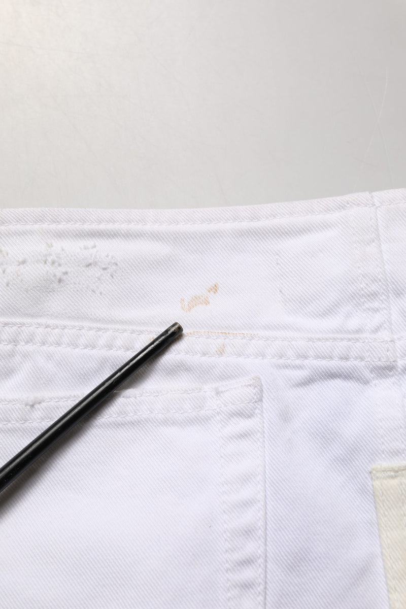 Dolce & Gabbana White Distressed Cotton Denim Mini Skirt