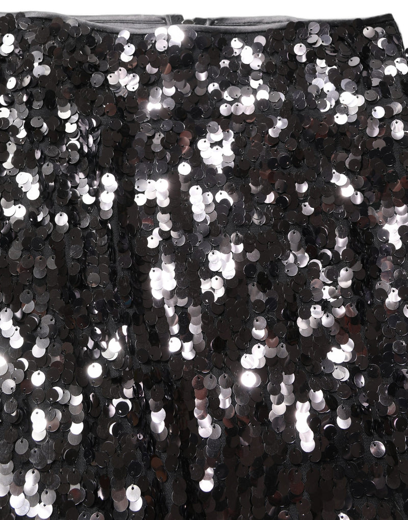 Dolce & Gabbana Brown Sequinned Embellished Pencil Cut Skirt