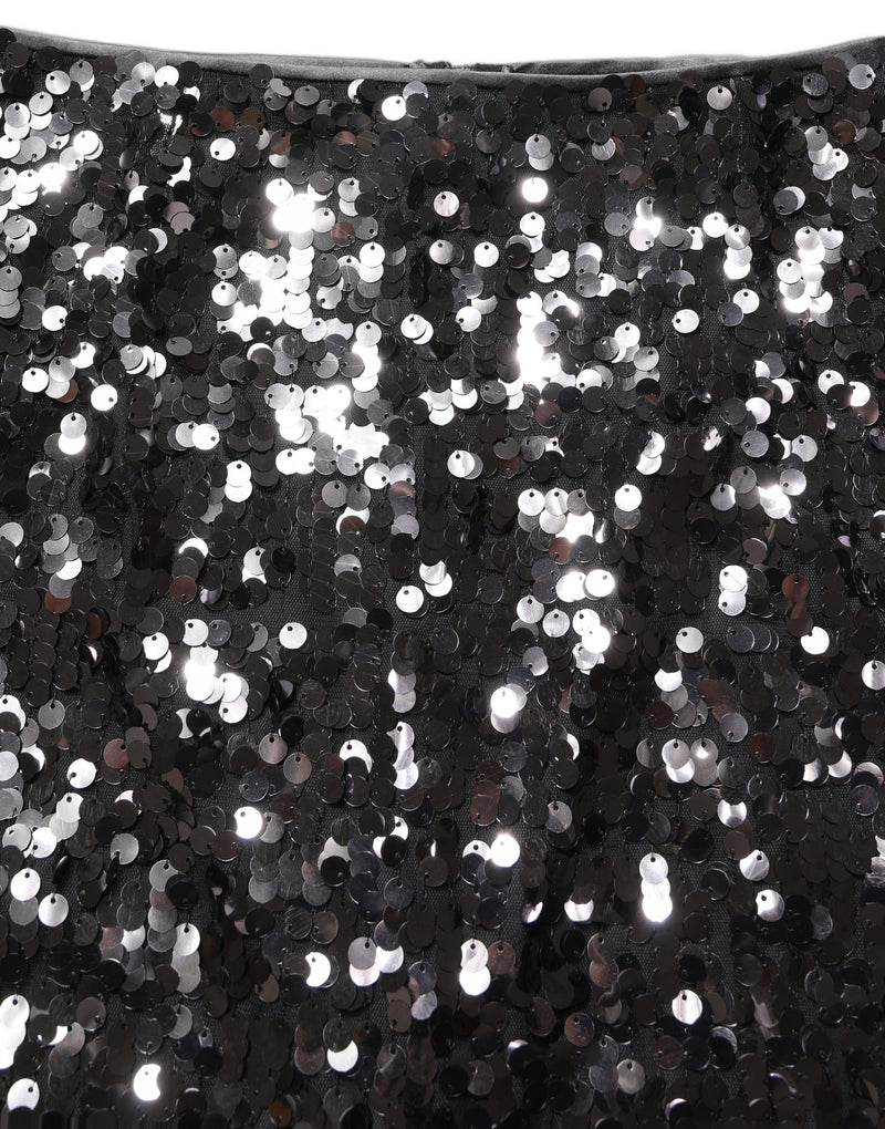 Dolce & Gabbana Brown Sequinned Embellished Pencil Cut Skirt