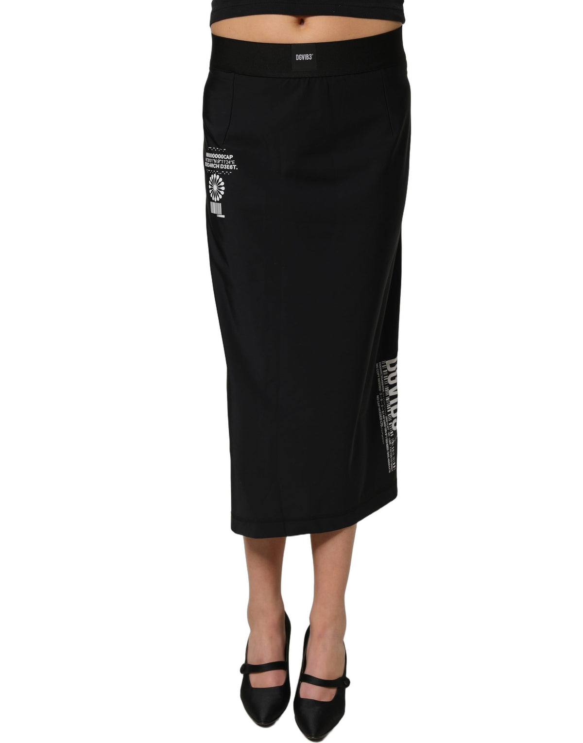 Dolce & Gabbana Black DGVIB3 Stretch Jersey Midi Pencil Skirt