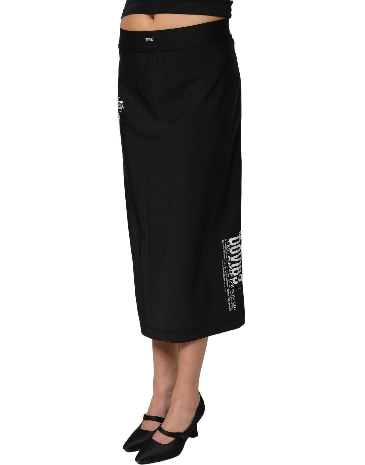 Dolce & Gabbana Black DGVIB3 Stretch Jersey Midi Pencil Skirt