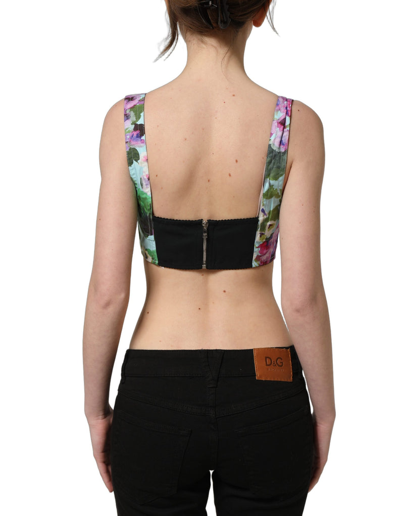 Dolce & Gabbana Multicolor Floral Cropped Bustier Tank Top