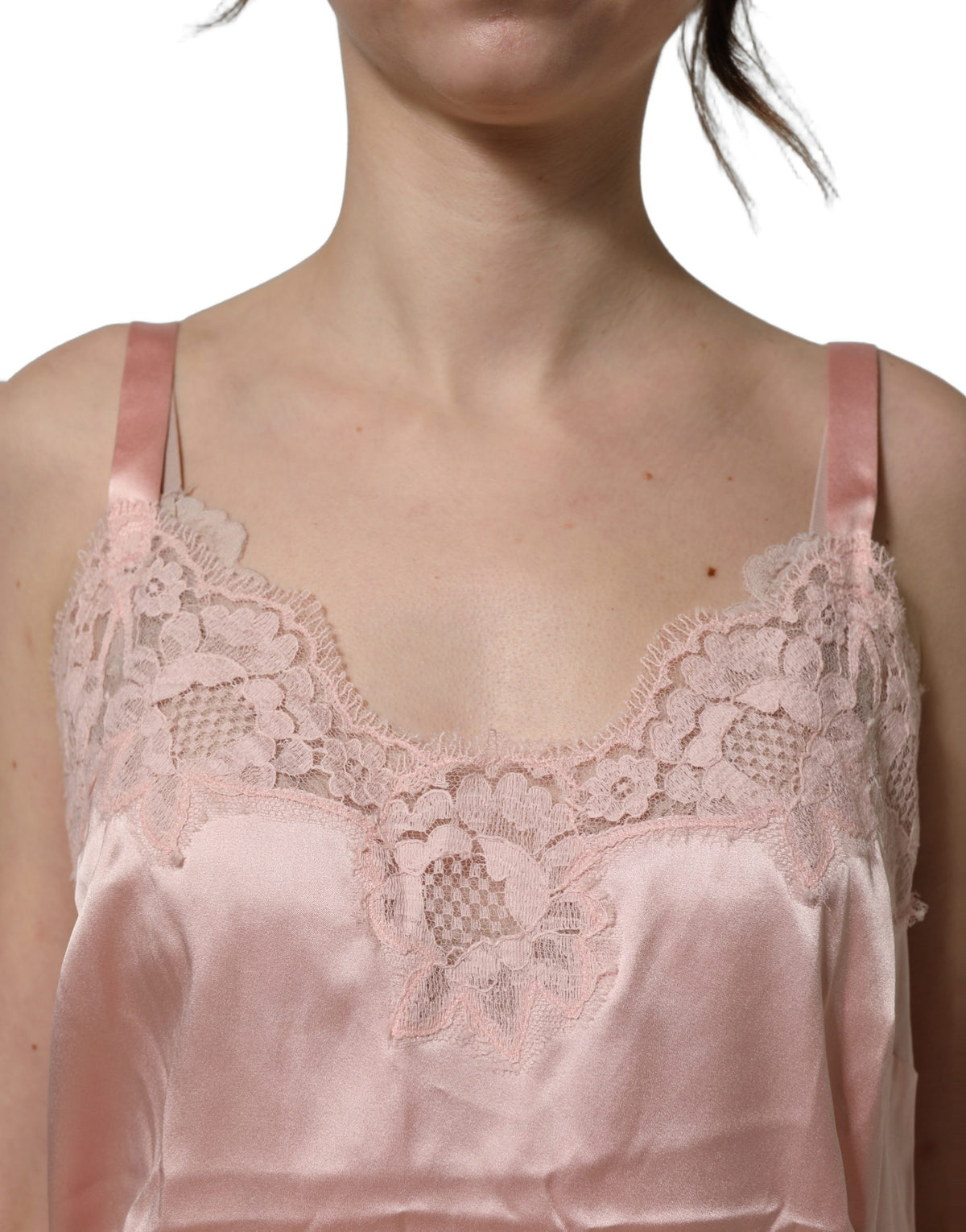 Dolce & Gabbana Light Pink Floral Lace Lingerie Top