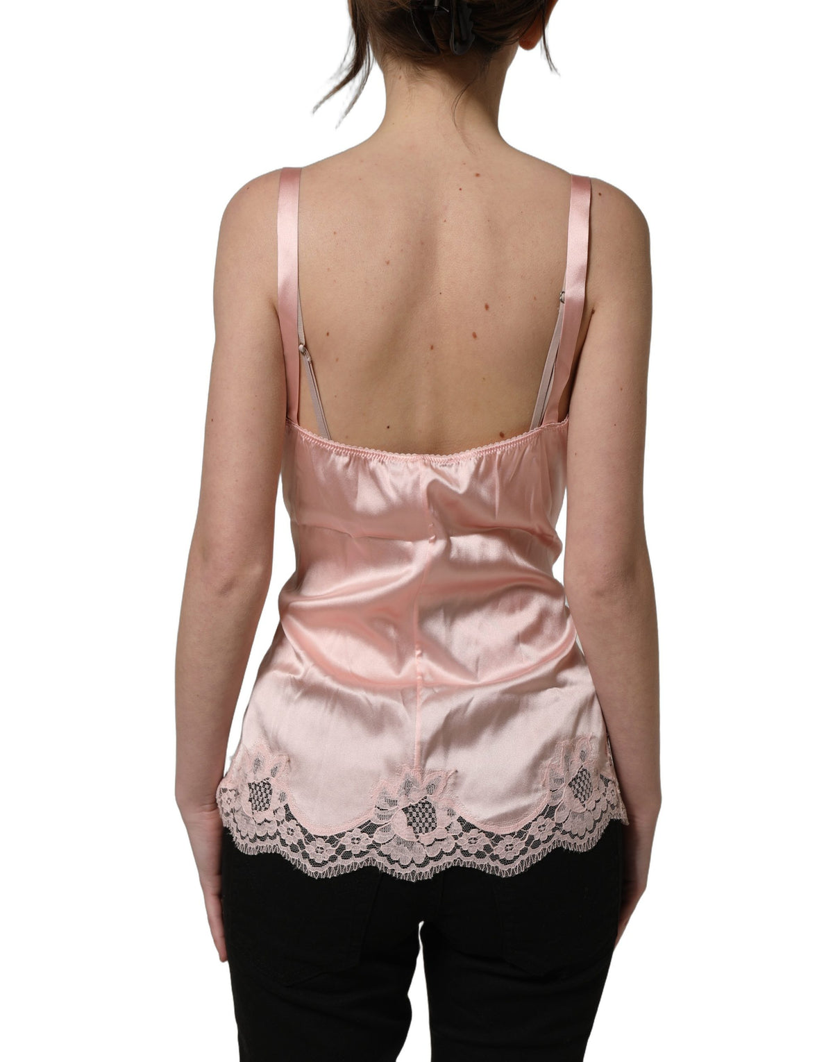Dolce & Gabbana Light Pink Floral Lace Lingerie Top