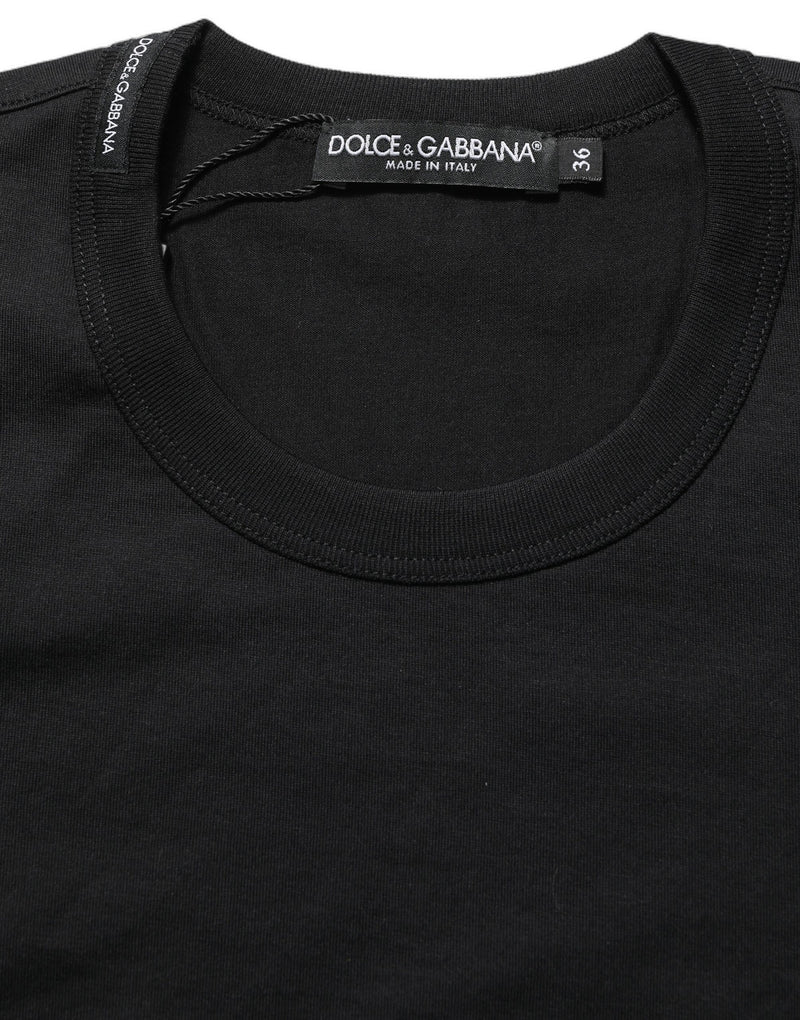 Dolce & Gabbana Black Cotton Short Sleeves Crew Neck T-shirt