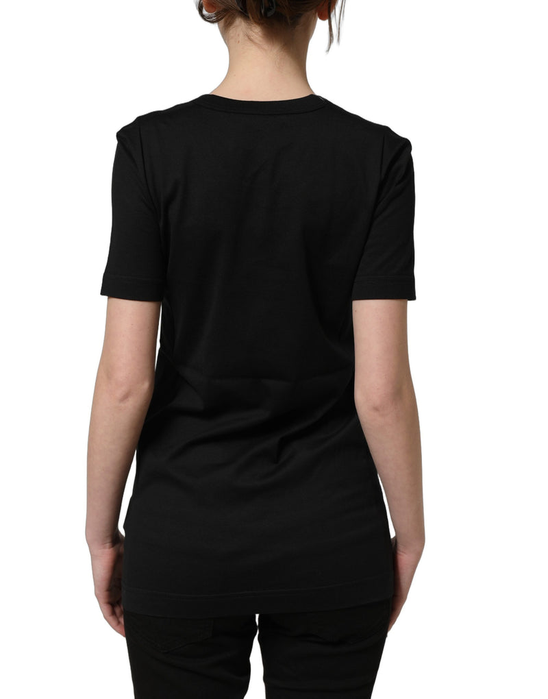 Dolce & Gabbana Black Cotton Short Sleeves Crew Neck T-shirt