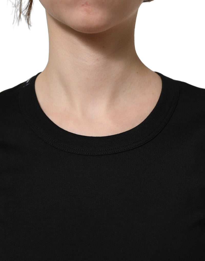 Dolce & Gabbana Black Cotton Short Sleeves Crew Neck T-shirt