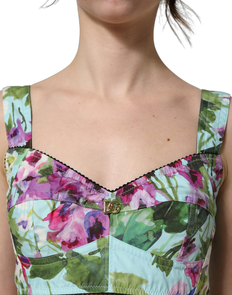 Dolce & Gabbana Multicolor Floral Cropped Bustier Tank Top