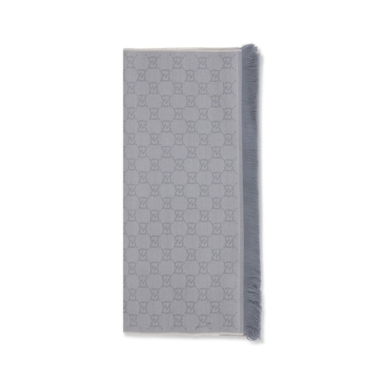 Gucci Gray Wool Scarf - GG Supreme Embroidery
