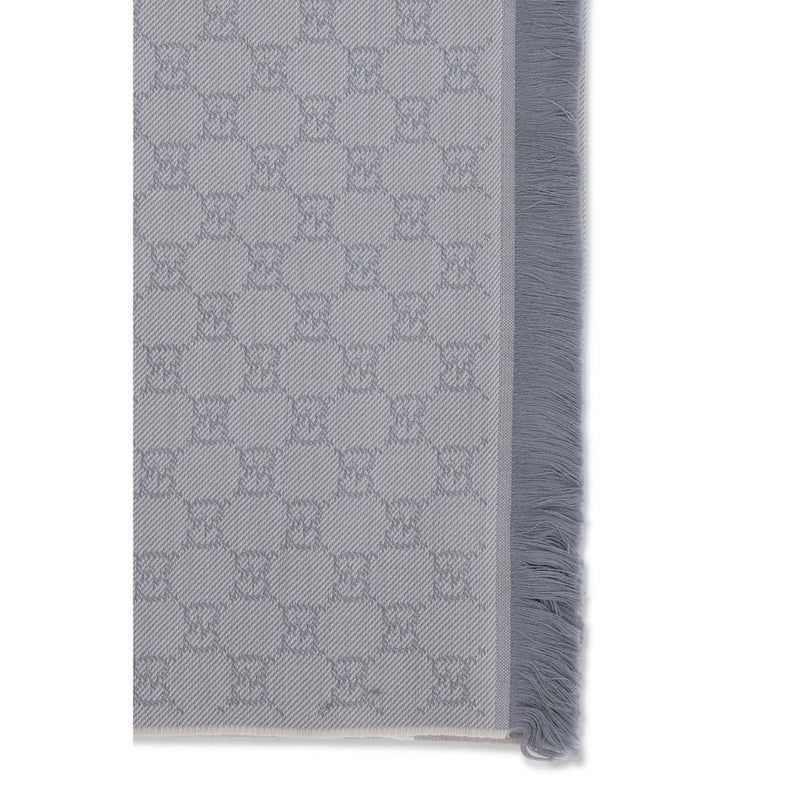 Gucci Gray Wool Scarf - GG Supreme Embroidery