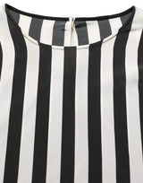 Dolce & Gabbana Black and White Striped Round Neck Blouse