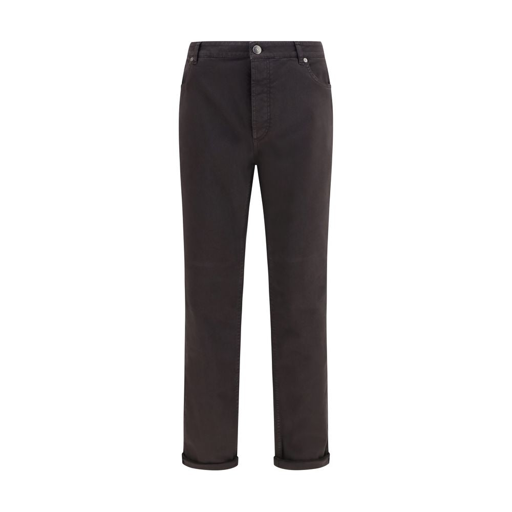 Brunello Cucinelli Brown Cotton Cropped Jeans for Men