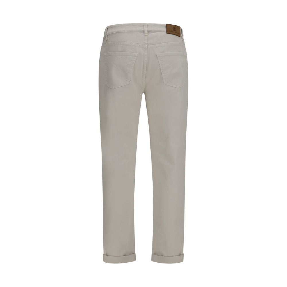 Brunello Cucinelli White Cotton Jeans Denim - Timeless Elegance