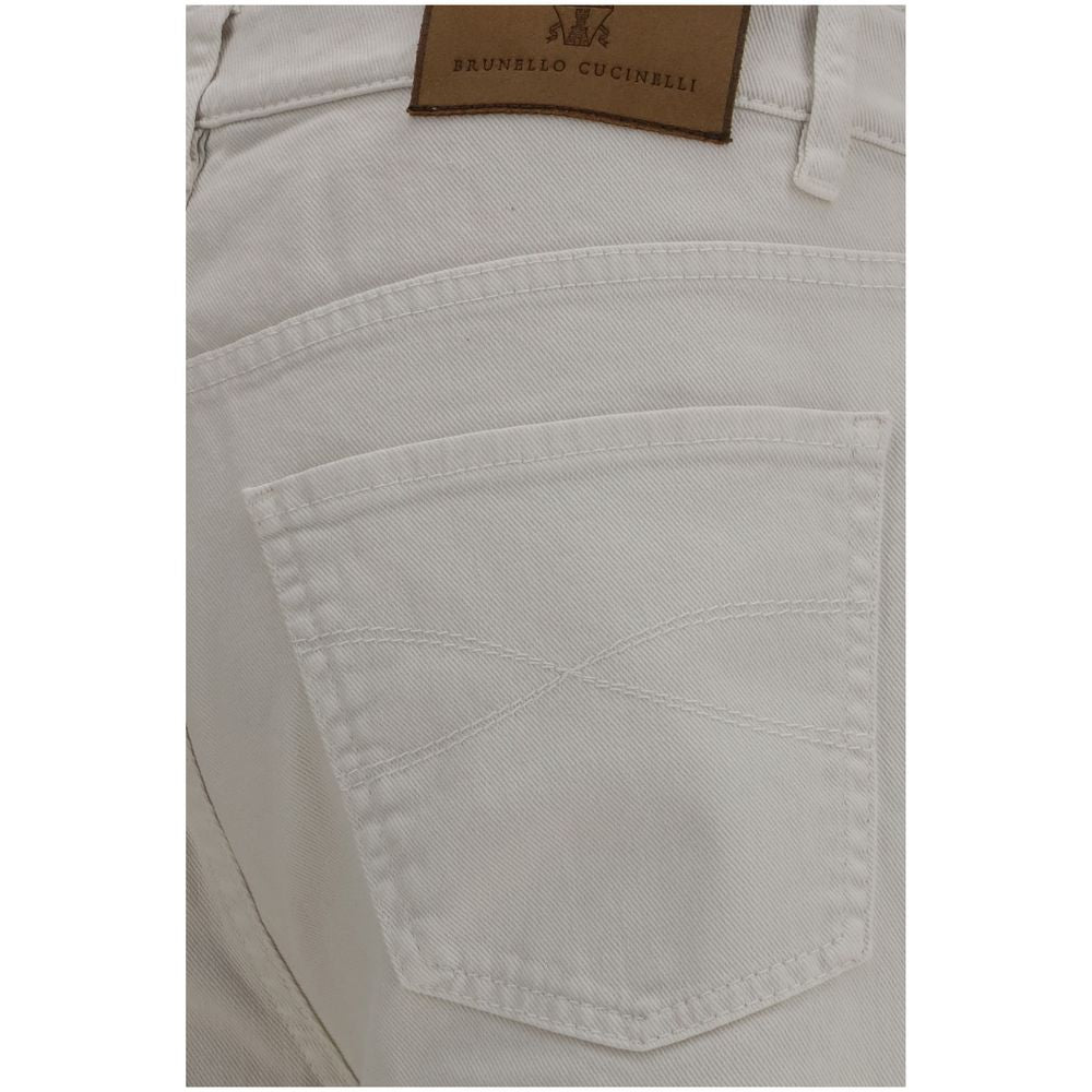 Brunello Cucinelli White Cotton Jeans Denim - Timeless Elegance