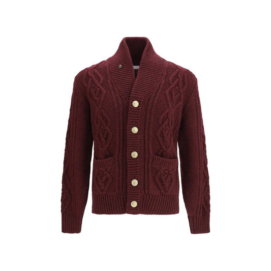Brunello Cucinelli Bordeaux Cashmere Cardigan for Men
