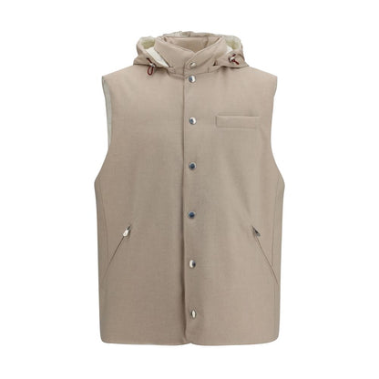 Brunello Cucinelli Beige Wool Oves Aries Sleeveless Jacket