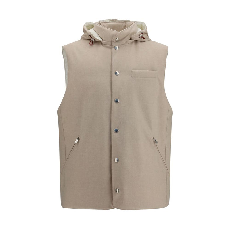 Brunello Cucinelli Beige Wool Oves Aries Sleeveless Jacket