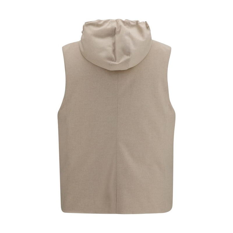 Brunello Cucinelli Beige Wool Oves Aries Sleeveless Jacket