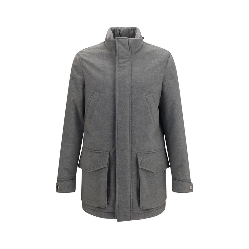 Brunello Cucinelli Gray Cashmere Full-Length Jacket