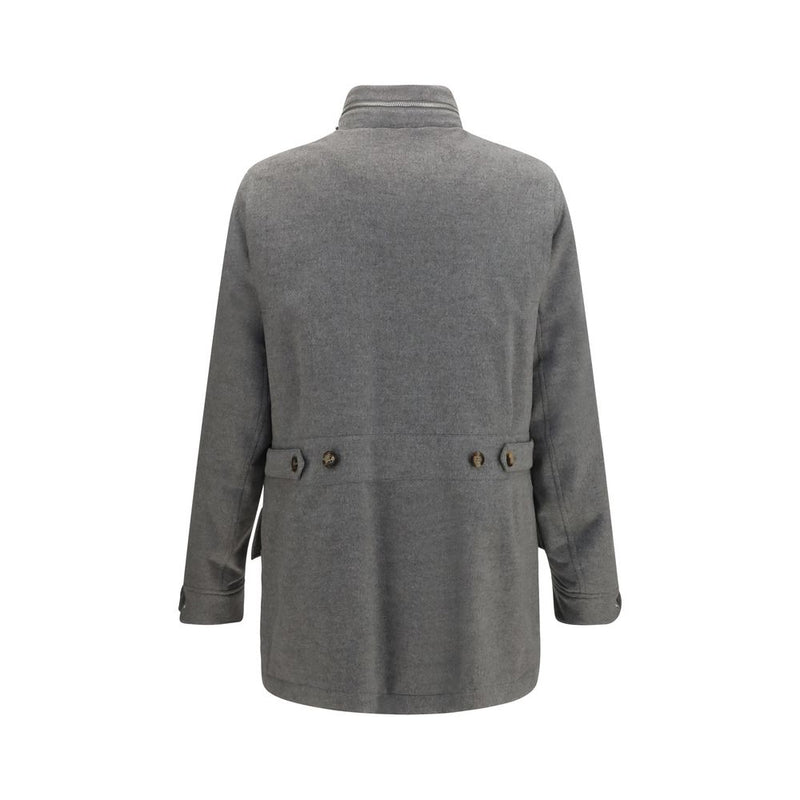 Brunello Cucinelli Gray Cashmere Full-Length Jacket
