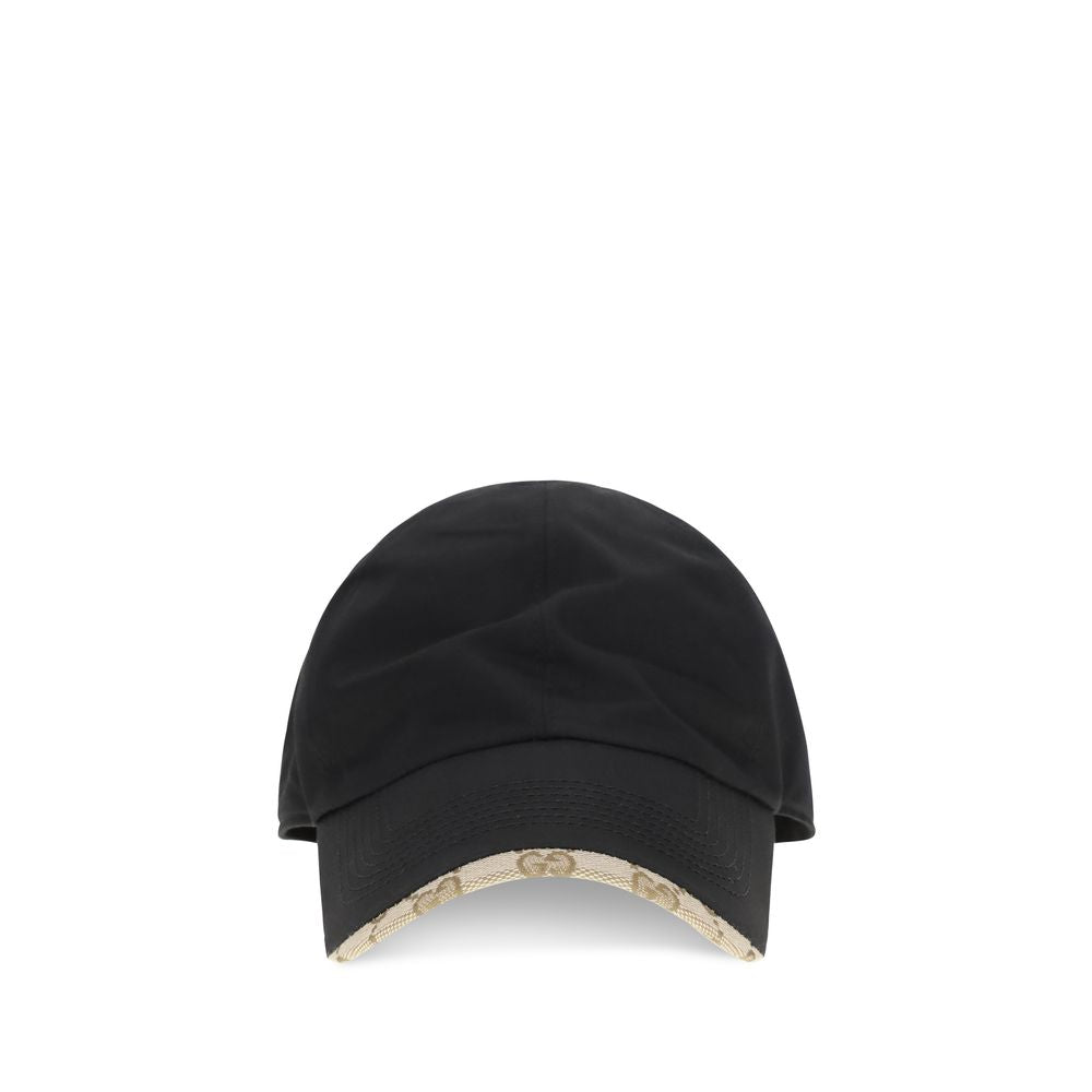 Gucci Black Cotton Cap with GG Fabric Detail