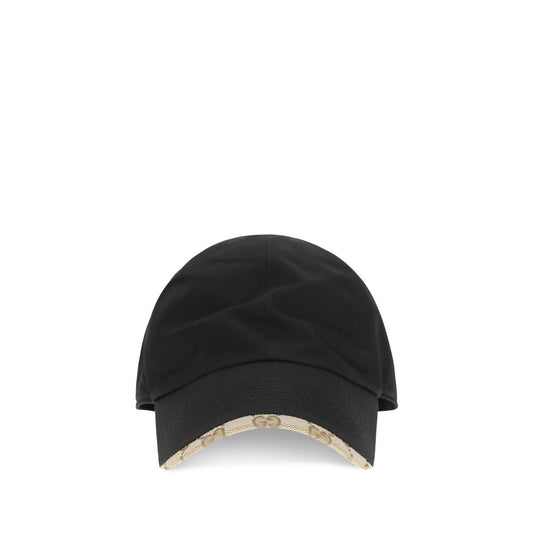 Gucci Black Cotton Cap with GG Fabric Detail