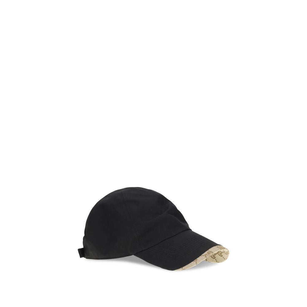 Gucci Black Cotton Cap with GG Fabric Detail