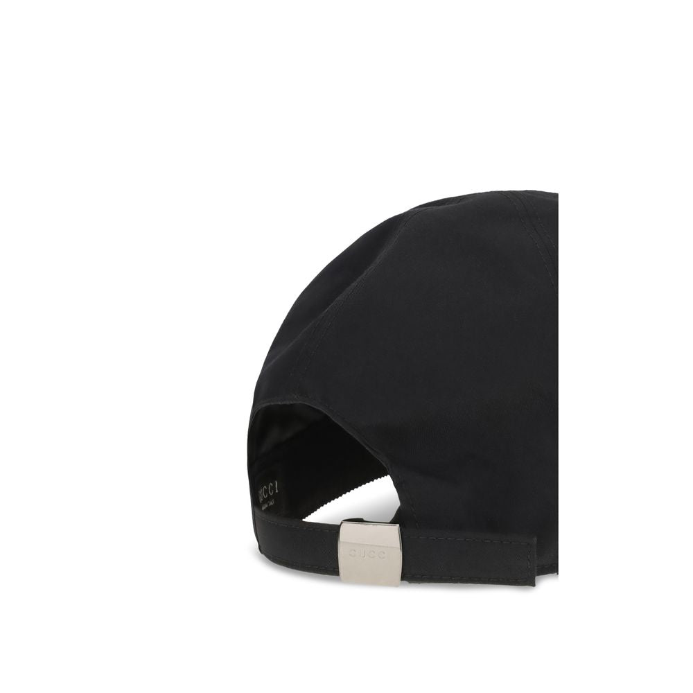 Gucci Black Cotton Cap with GG Fabric Detail