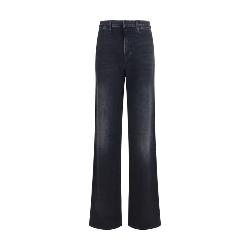 Gucci Black Cotton Straight-Leg Jeans with Web Stripe