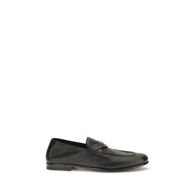 Tom Ford Black Calf Leather Bos Taurus Slip-On Loafers