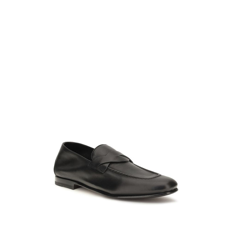 Tom Ford Black Calf Leather Bos Taurus Slip-On Loafers