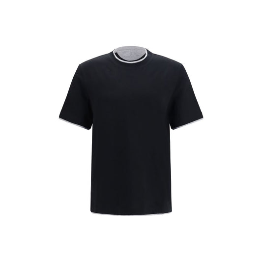 Brunello Cucinelli Black Cotton T-Shirt for Men