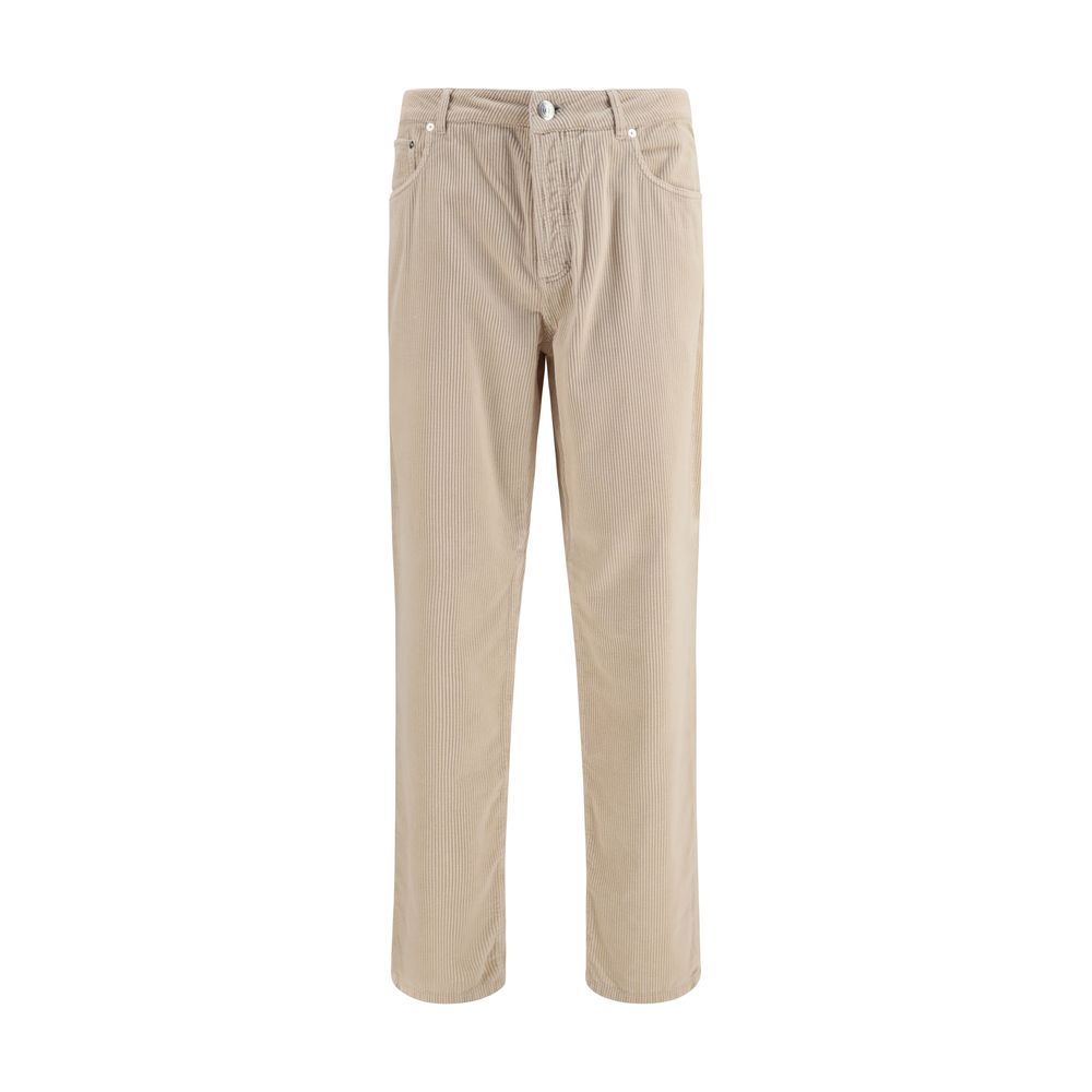 Brunello Cucinelli Beige Cotton Casual Pants for Men