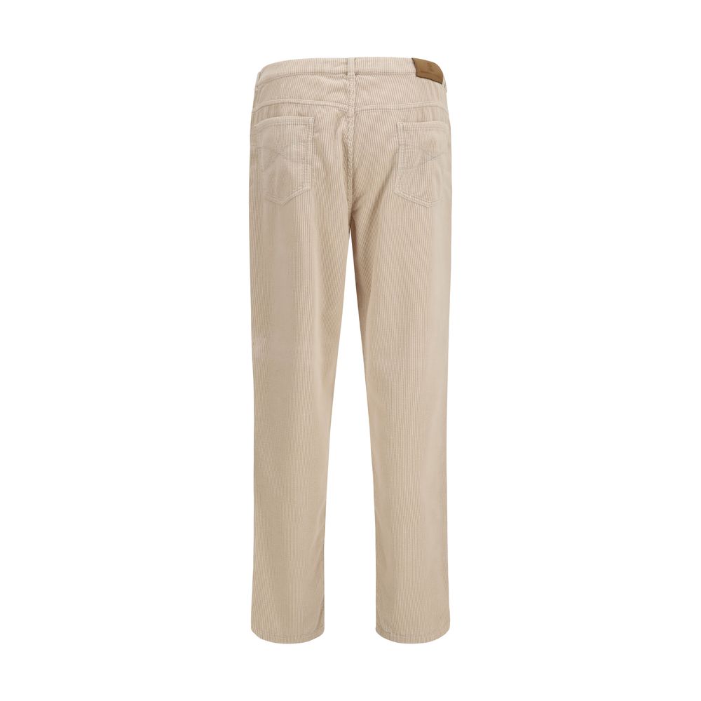 Brunello Cucinelli Beige Cotton Casual Pants for Men