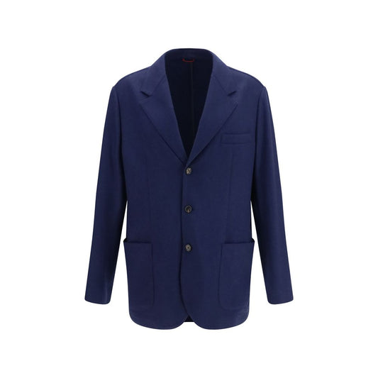 Brunello Cucinelli Blue Cashmere Full-Length Jacket for Men