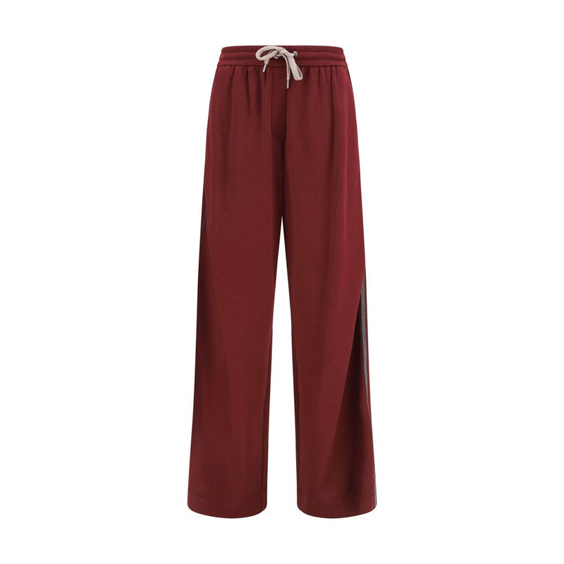 Brunello Cucinelli Bordeaux Cotton Athletic Pants - Comfort & Style