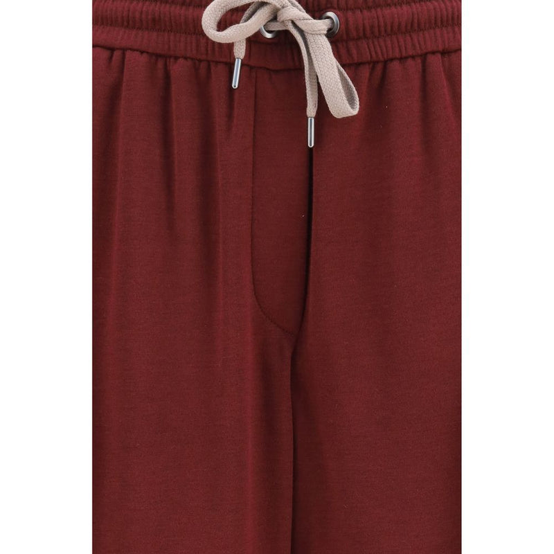 Brunello Cucinelli Bordeaux Cotton Athletic Pants - Comfort & Style