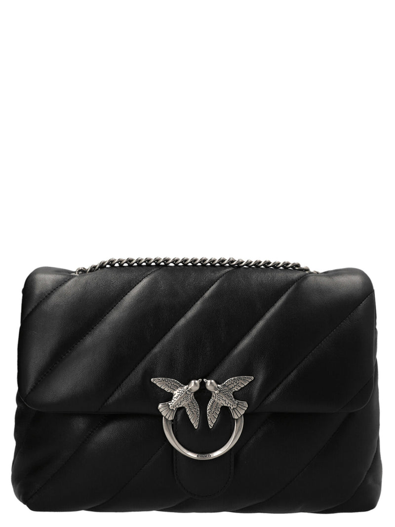 PINKO Classic Love Puff Black Lamb Leather Crossbody Bag