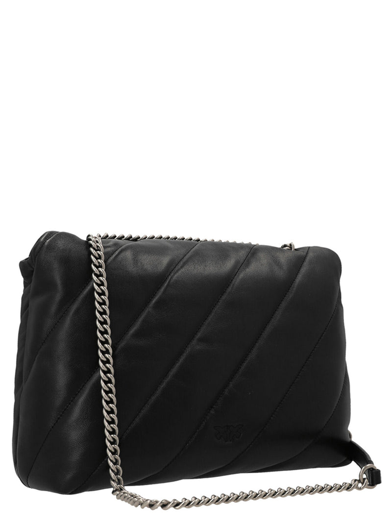 PINKO Classic Love Puff Black Lamb Leather Crossbody Bag