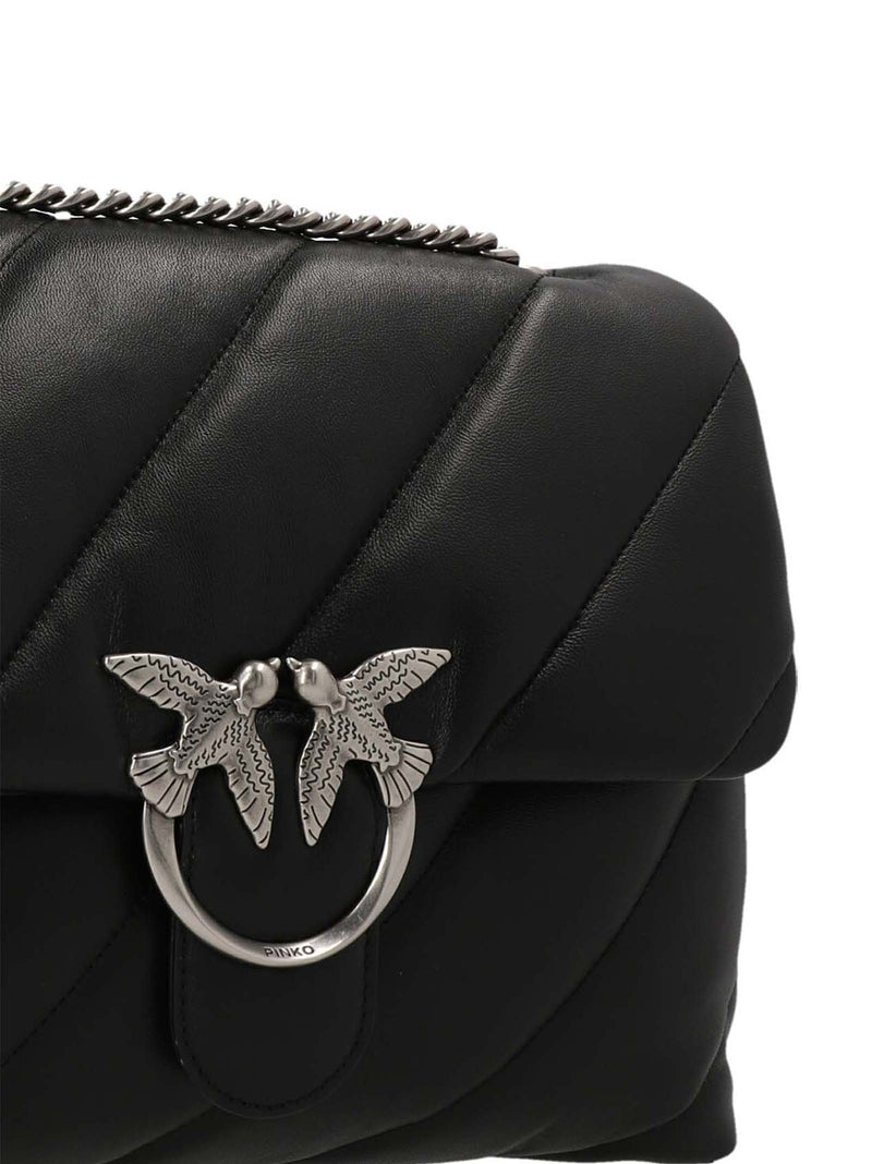 PINKO Classic Love Puff Black Lamb Leather Crossbody Bag