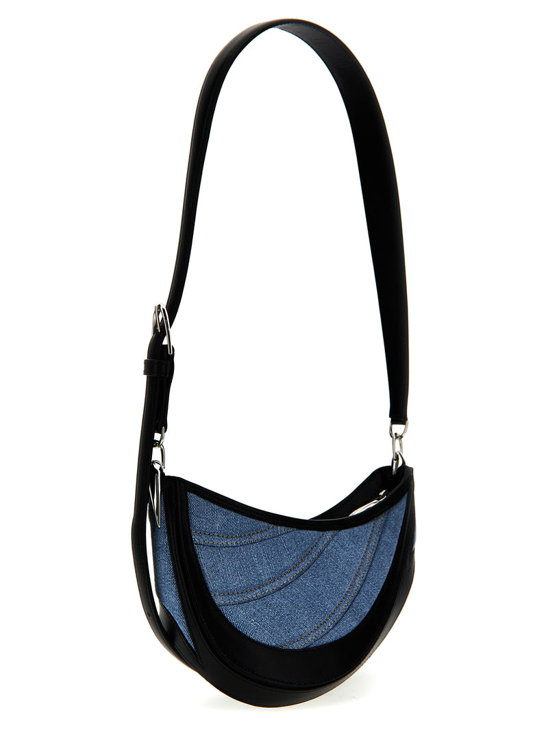 Mugler Multicolor Calfskin Shoulder Bag - Small Denim Spiral Curve 01