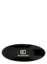 Balenciaga Black Resin Hair Clip with Logo