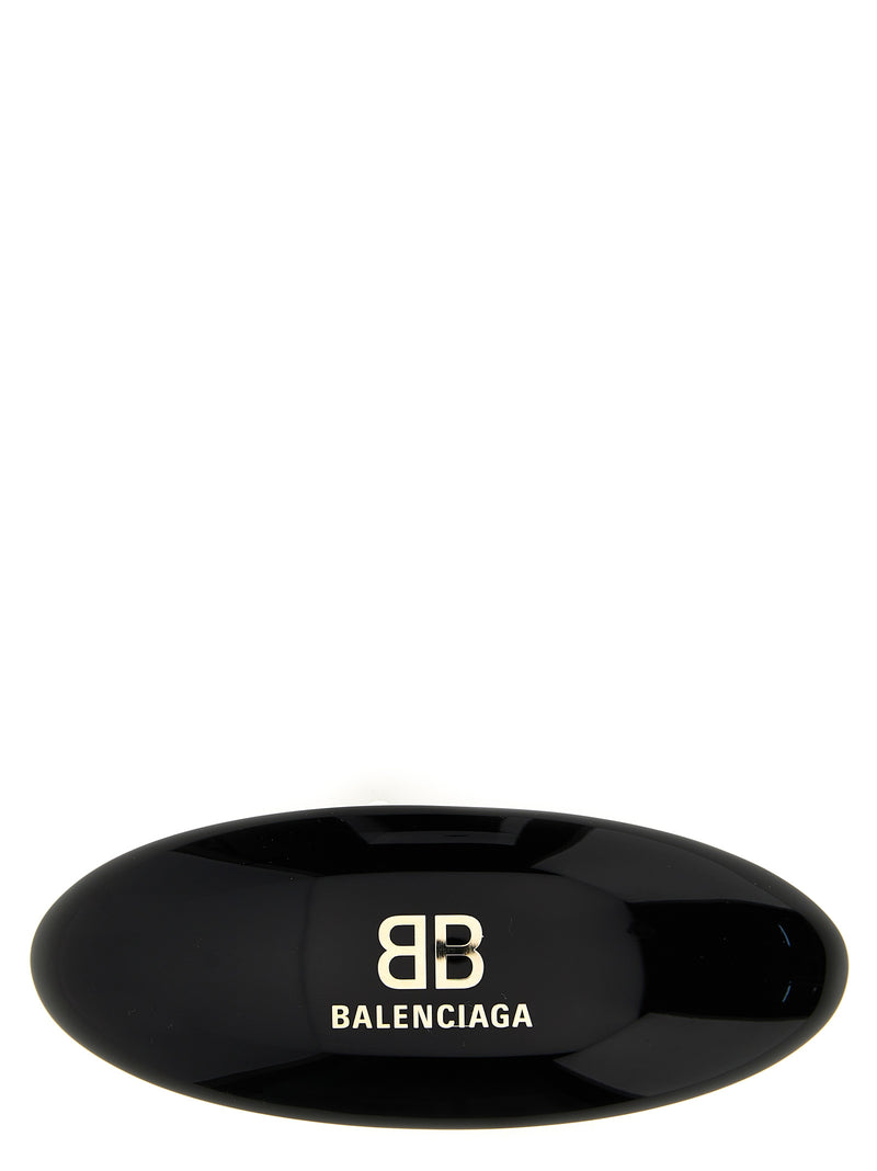 Balenciaga Black Resin Hair Clip with Logo